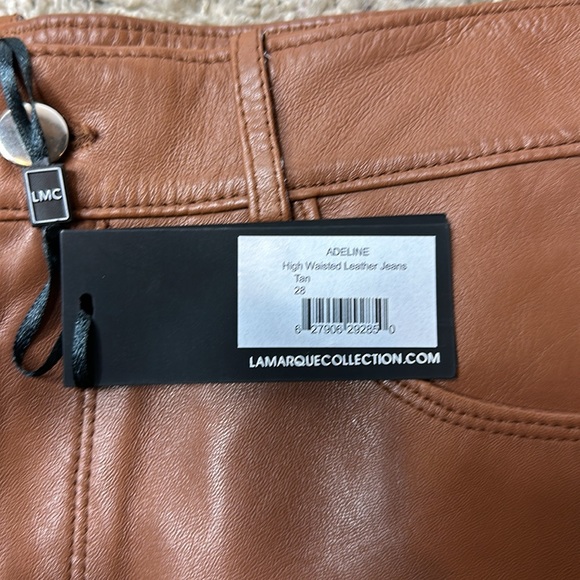 LAMARQUE Adeline Leather Pant Size 28 Tan NWT - Picture 6 of 13
